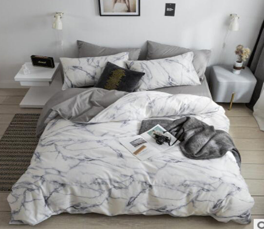 3D Marble Light Gray 15123 Bed Pillowcases Quilt