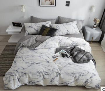 3D Marble Light Gray 15123 Bed Pillowcases Quilt