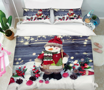 3D Snowman Doll 51137 Christmas Quilt Duvet Cover Xmas Bed Pillowcases