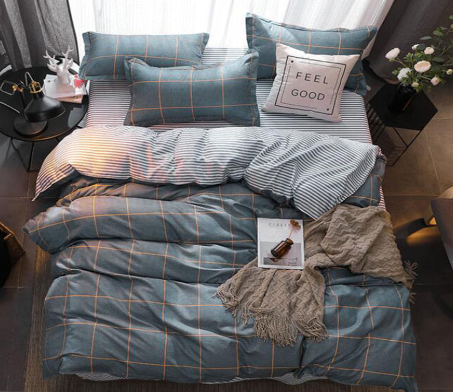 3D Gray Yellow Grid 2106 Bed Pillowcases Quilt