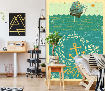 3D Golden Anchor 1406 Showdeer Wall Mural Wall Murals Wallpaper AJ Wallpaper 2 