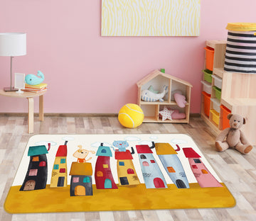 3D Houses Cat Gog 34050 Non Slip Rug Mat