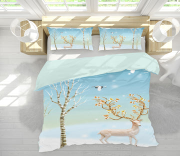 3D Deer Tree Bird 12050 Bed Pillowcases Quilt