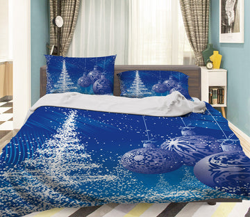 3D Snow Tree Round Ball 45023 Christmas Quilt Duvet Cover Xmas Bed Pillowcases