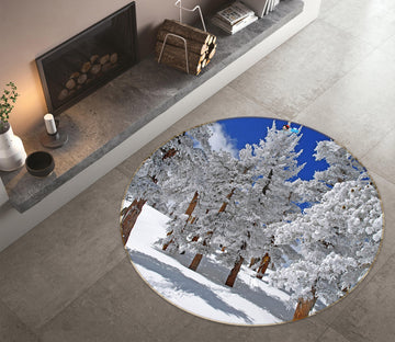 3D Snow Forest 72300 Round Non Slip Rug Mat