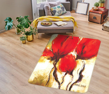 3D Red Flowers 76171 Non Slip Rug Mat