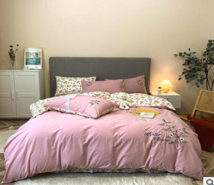 3D Pink Flowers 40200 Bed Pillowcases Quilt