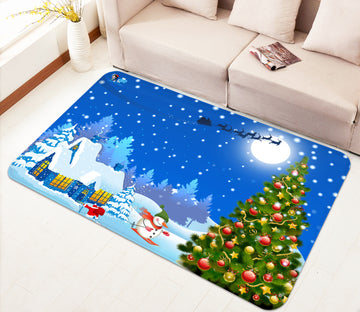 3D Tree Snow Houses 65179 Christmas Non Slip Rug Mat Xmas