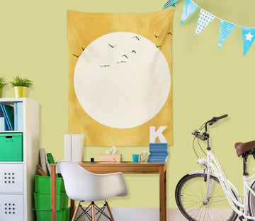 3D Full Moon Bird 5285 Boris Draschoff Tapestry Hanging Cloth Hang