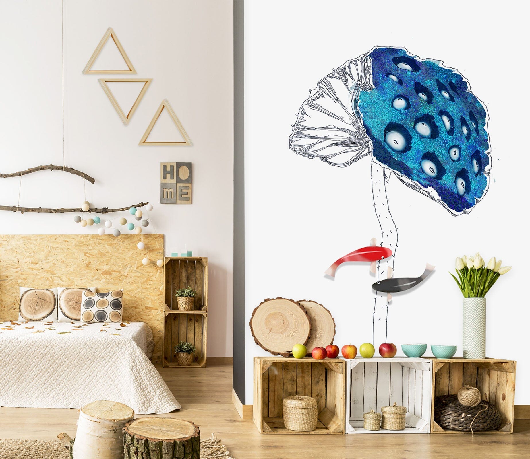3D Fish Lotus 1820 Wall Murals Wallpaper AJ Wallpaper 2 