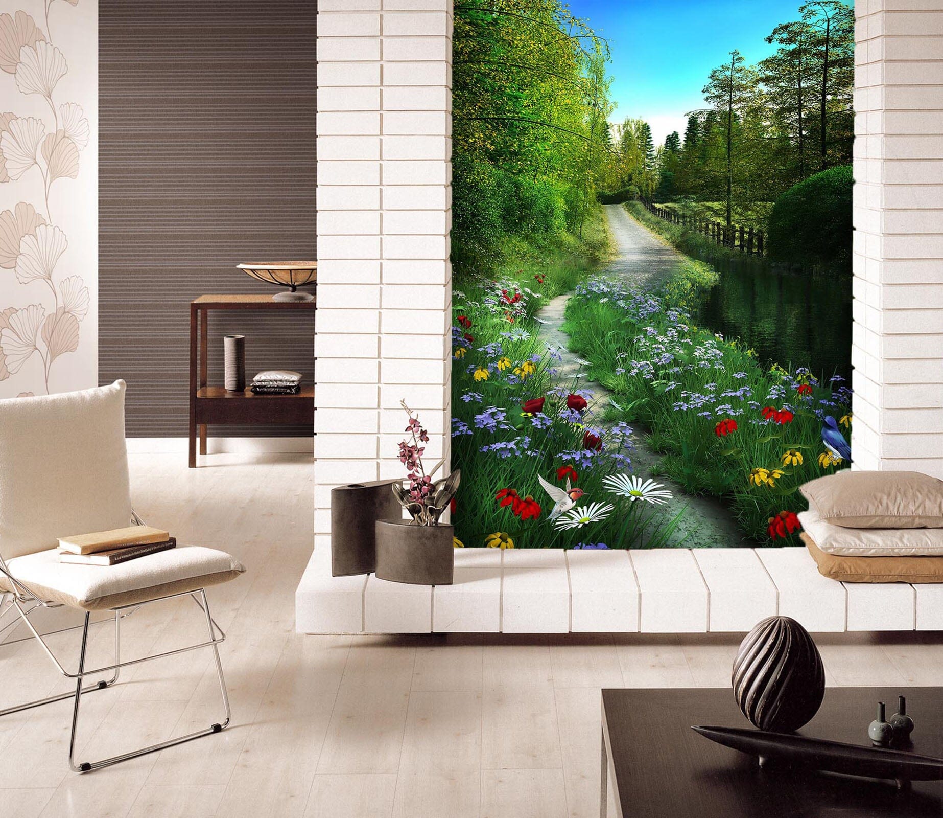 3D Road Flower Woods 077 Wall Murals Wallpaper AJ Wallpaper 2 