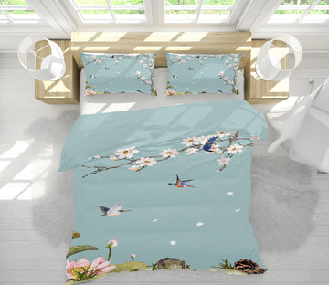 3D Flower Bird 12067 Bed Pillowcases Quilt