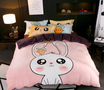 3D Cartoon Bunny 17028 Bed Pillowcases Quilt