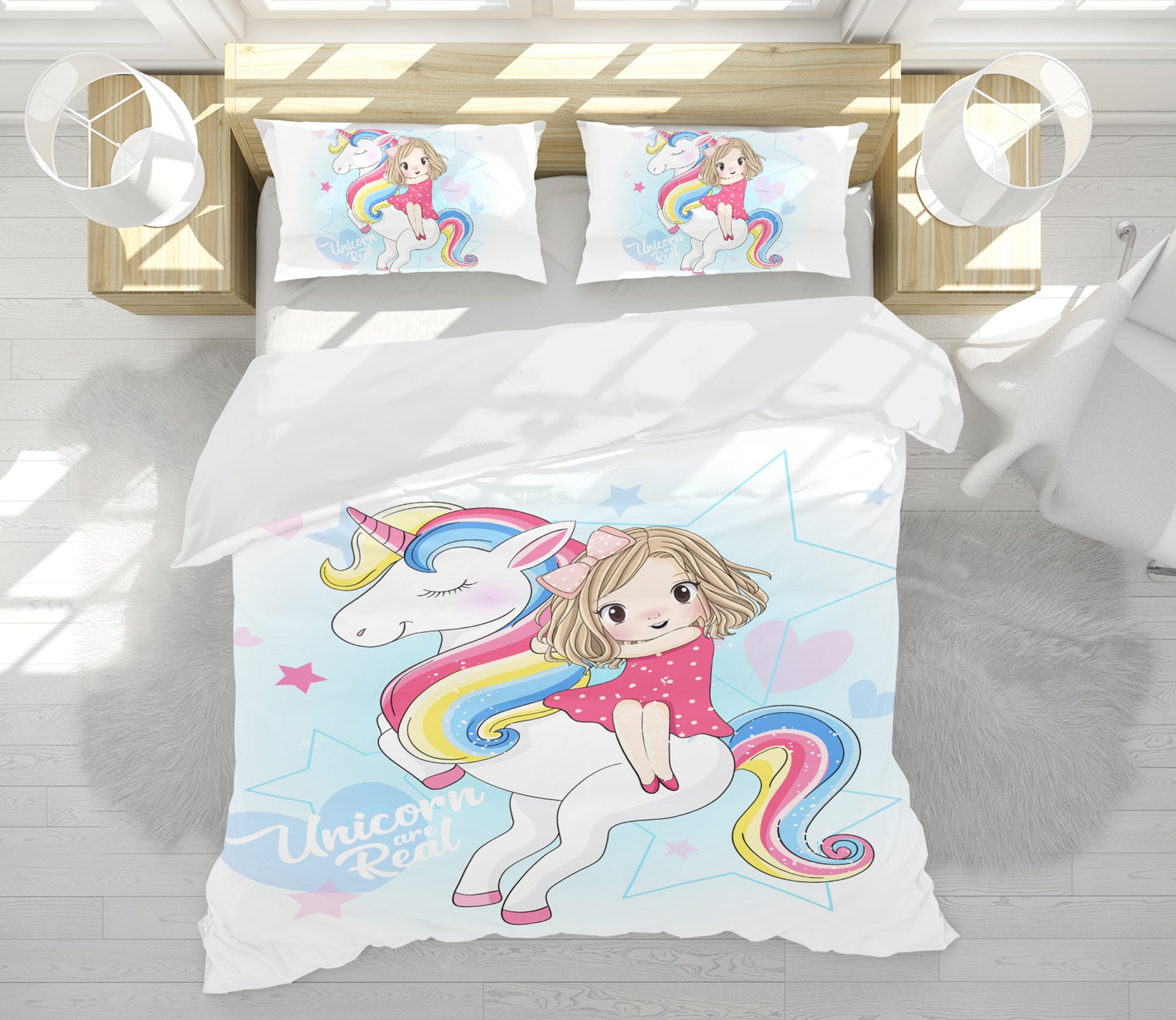 3D Unicorn Girl 58216 Bed Pillowcases Quilt