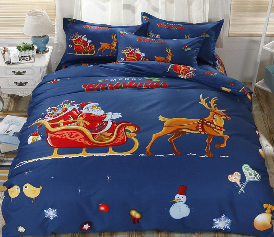3D Santa Sleigh Deer 46079 Christmas Quilt Duvet Cover Xmas Bed Pillowcases