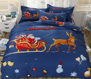 3D Santa Sleigh Deer 46079 Christmas Quilt Duvet Cover Xmas Bed Pillowcases