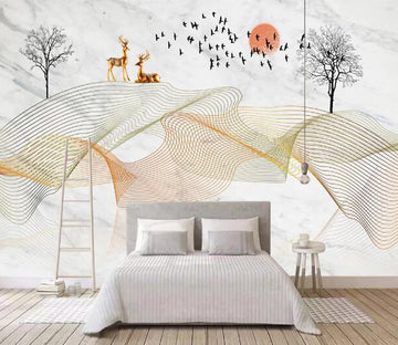 3D Deer Bird Tree WC2306 Wall Murals