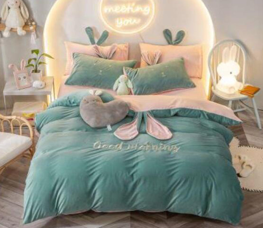 3D Green 17046 Bed Pillowcases Quilt