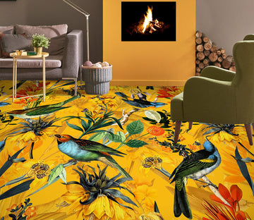 3D Yellow Flower Bird 99192 Uta Naumann Floor Mural