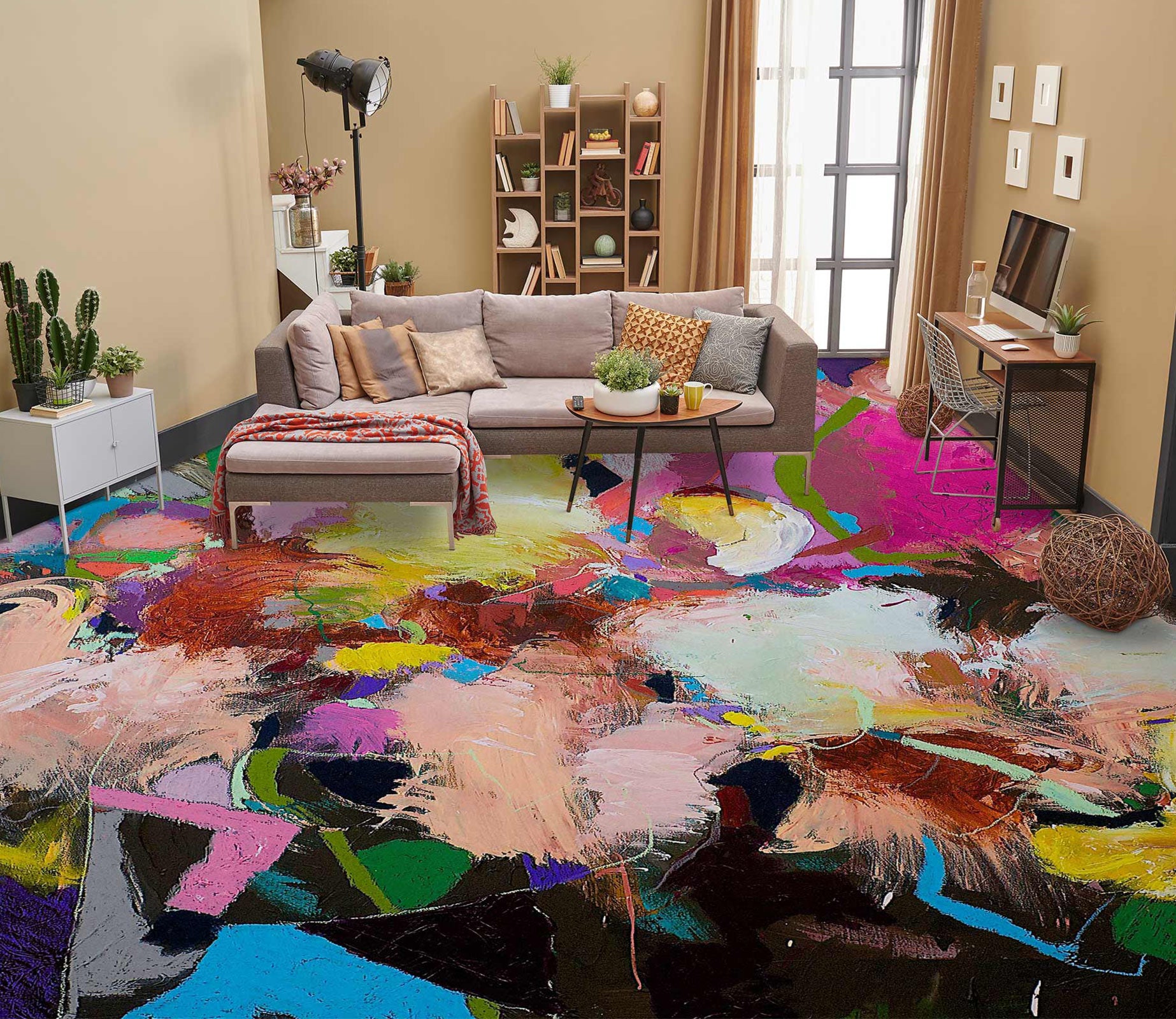 3D Colorful Paint Pattern 9608 Allan P. Friedlander Floor Mural
