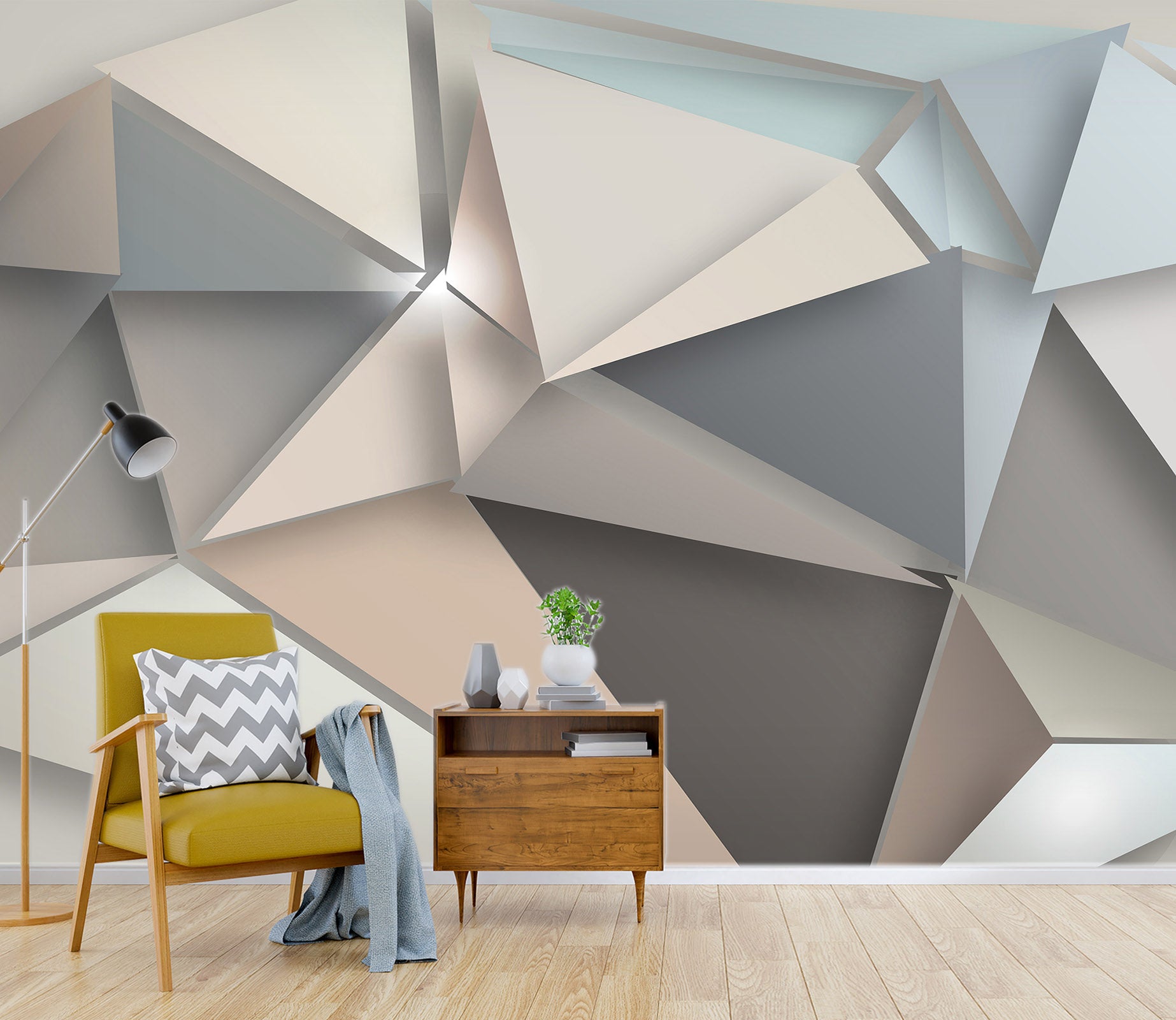 3D Triangle Patchwork 1451 Wall Murals