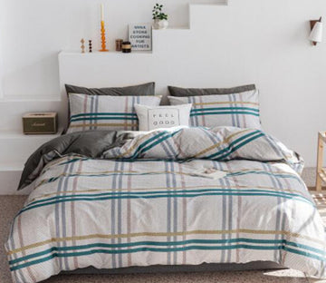 3D Green And Yellow Lines 14058 Bed Pillowcases Quilt