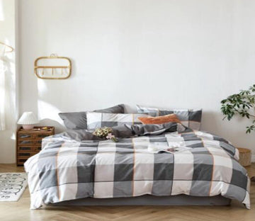 3D Gray Large Grid 30025 Bed Pillowcases Quilt