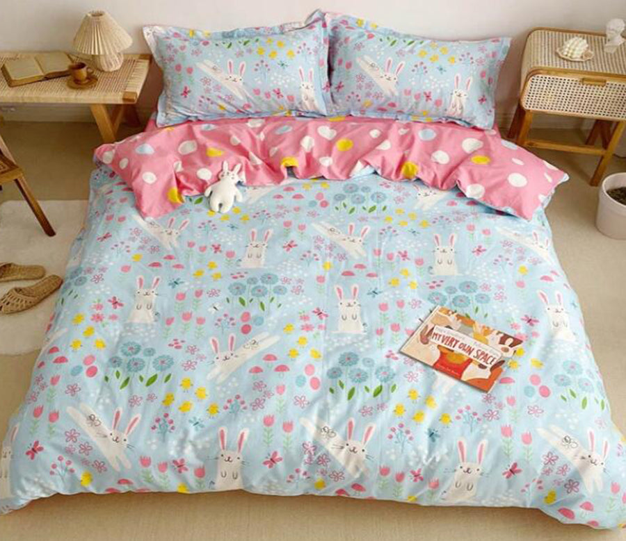 3D Little Floral Little Rabbit 5041 Bed Pillowcases Quilt