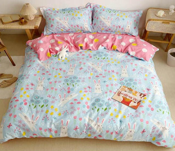3D Little Floral Little Rabbit 5041 Bed Pillowcases Quilt