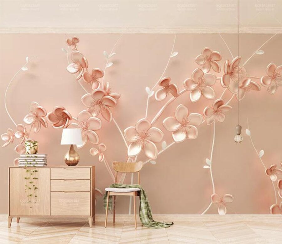 3D Pink Leaves WC142 Wall Murals Wallpaper AJ Wallpaper 2 