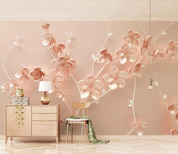 3D Pink Leaves WC142 Wall Murals