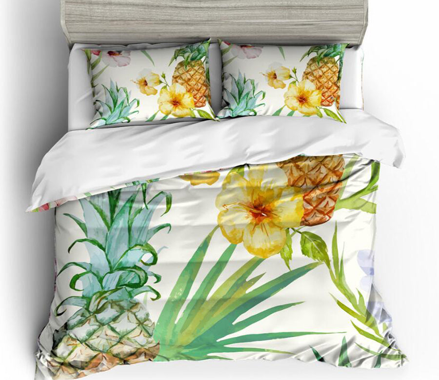 3D Watercolor Pineapple 6027 Bed Pillowcases Quilt