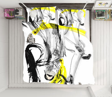 3D Yellow Black 12131 Bed Pillowcases Quilt