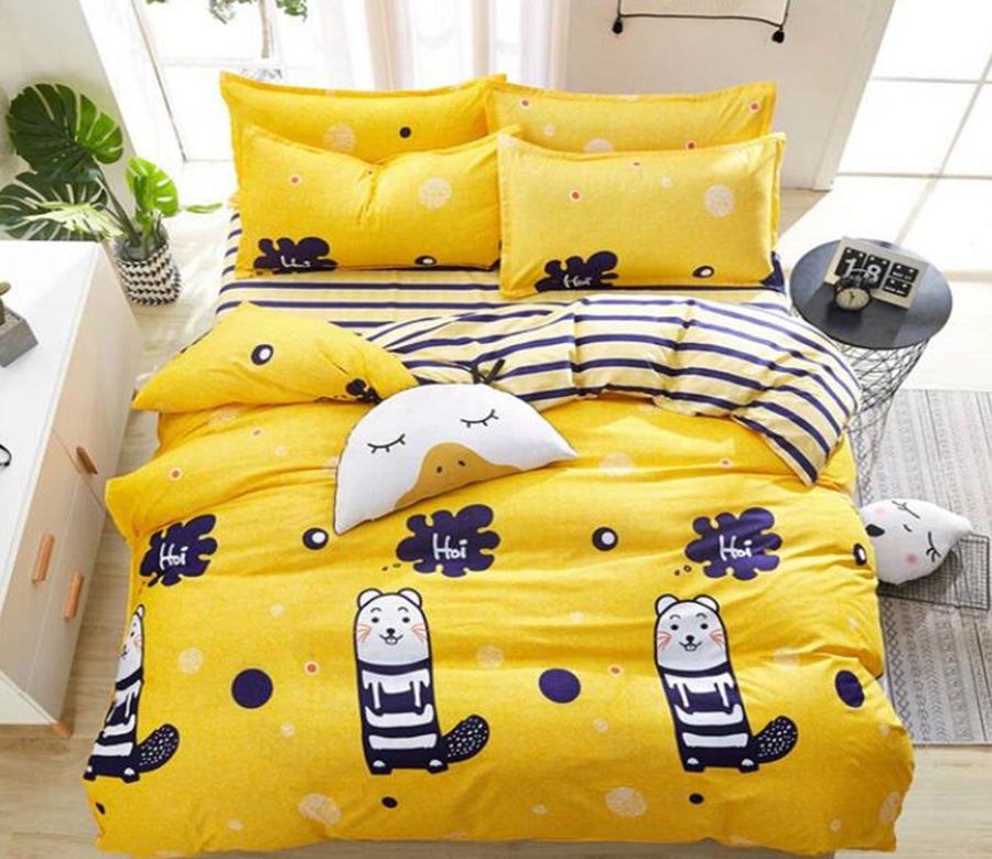 3D Yellow Bottom Animal 5089 Bed Pillowcases Quilt