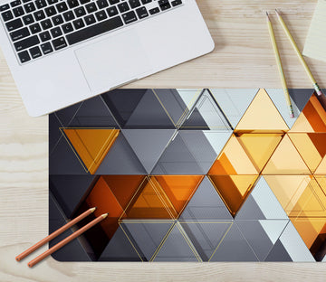 3D Gray Golden Triangle 17190 Desk Mat