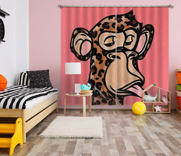 3D Giraffe Monkey 388 Jacqueline Reynoso Curtain Curtains Drapes