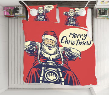 3D Santa Claus Motorcycle 59025 Bed Pillowcases Quilt