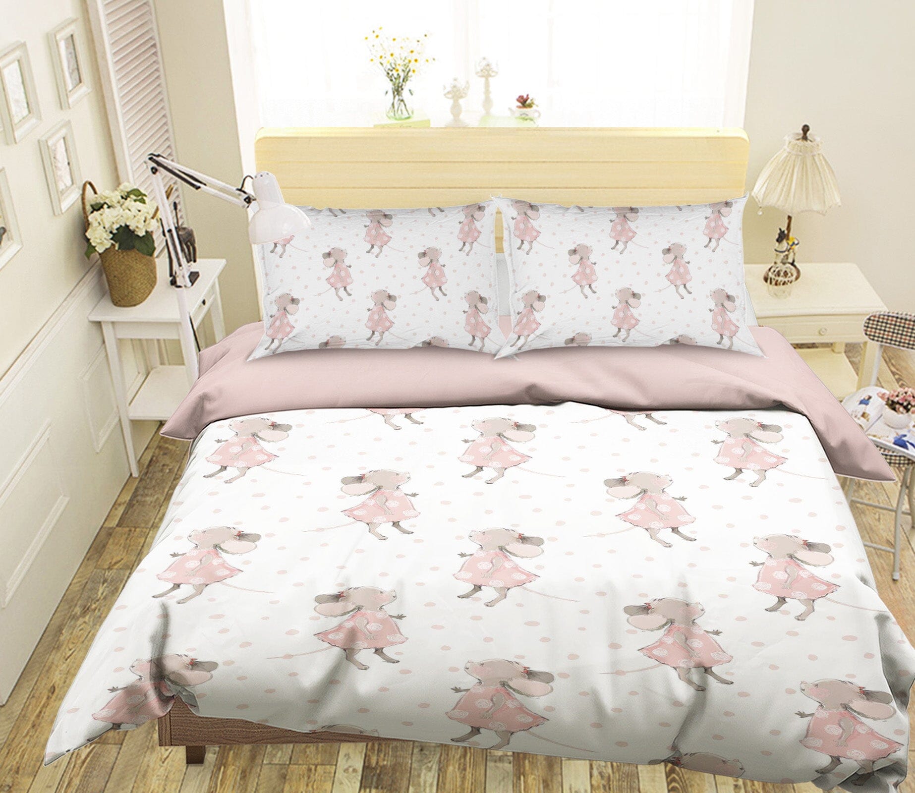 3D Pink Mouse 198 Uta Naumann Bedding Bed Pillowcases Quilt Quiet Covers AJ Creativity Home 