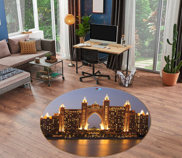 3D City Night View 72208 Round Non Slip Rug Mat