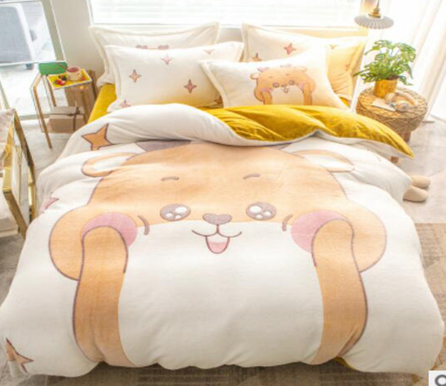 3D Cartoon Hamster 14179 Bed Pillowcases Quilt