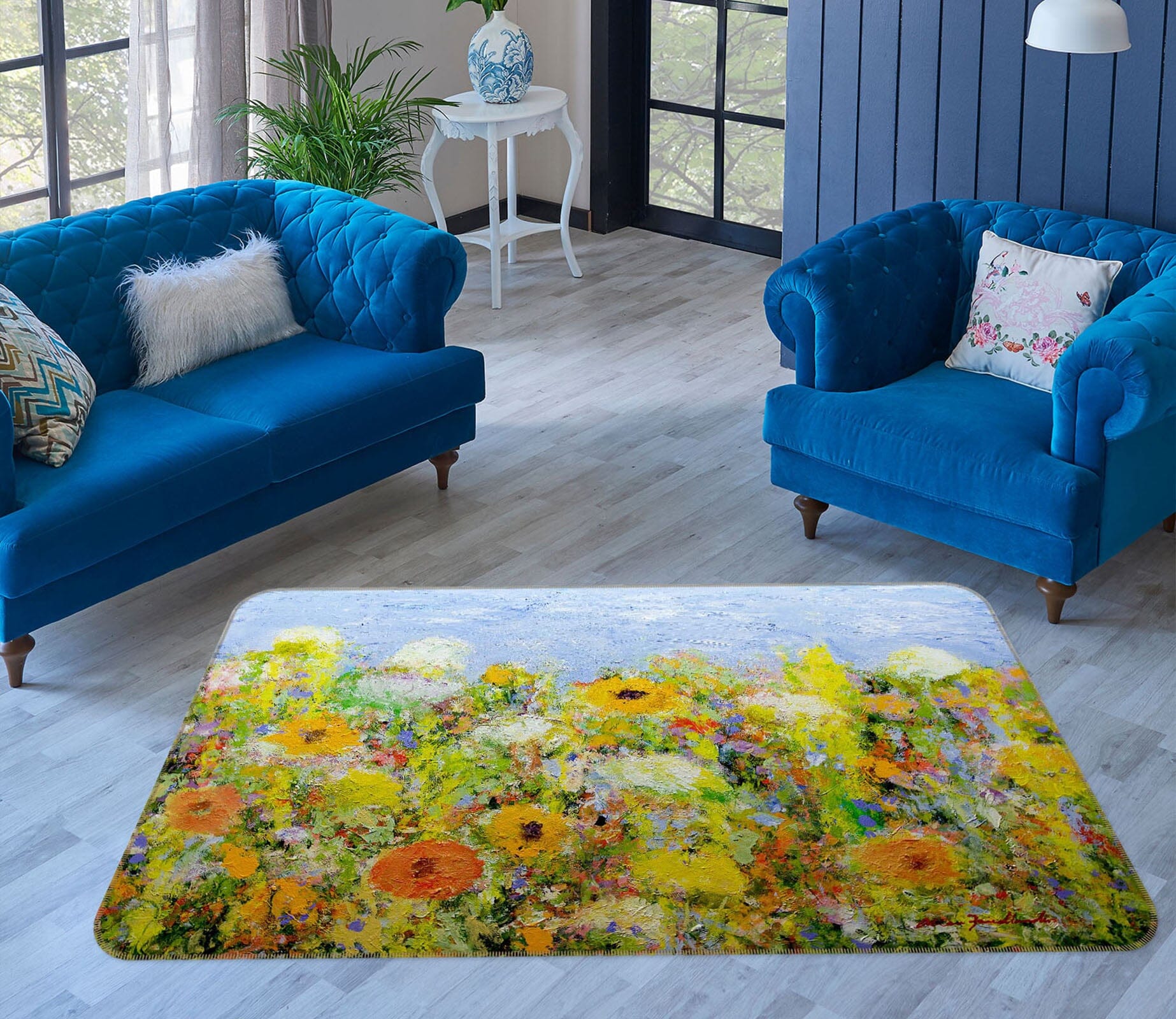 3D Summer Flowers 1115 Allan P. Friedlander Rug Non Slip Rug Mat Mat AJ Creativity Home 