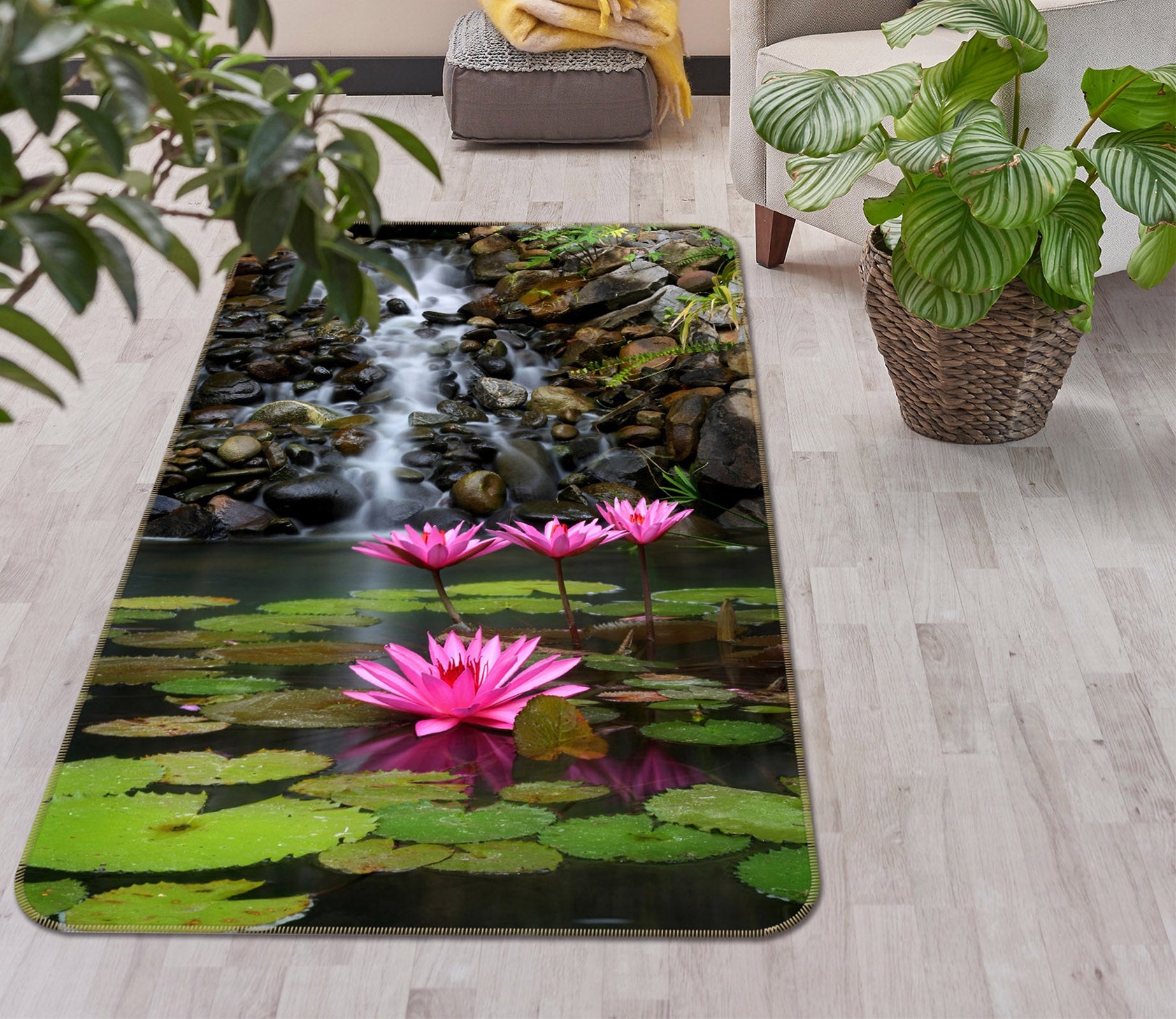 3D Lotus Pond 65156 Non Slip Rug Mat