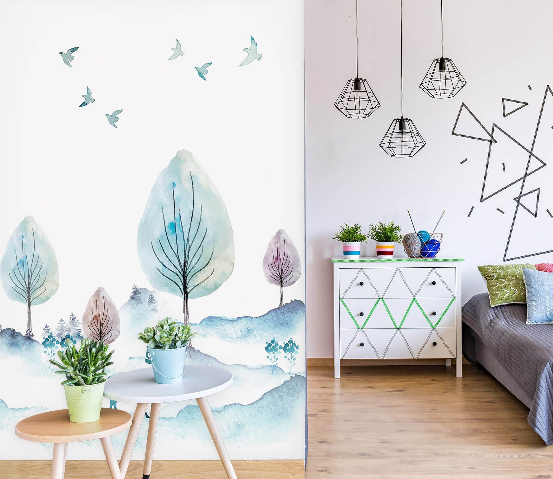 3D Blue Tree 046 Wall Murals Wallpaper AJ Wallpaper 2 