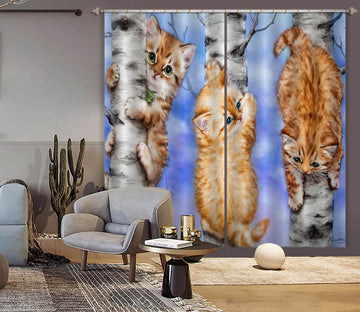 3D Orange Cat 9076 Kayomi Harai Curtain Curtains Drapes