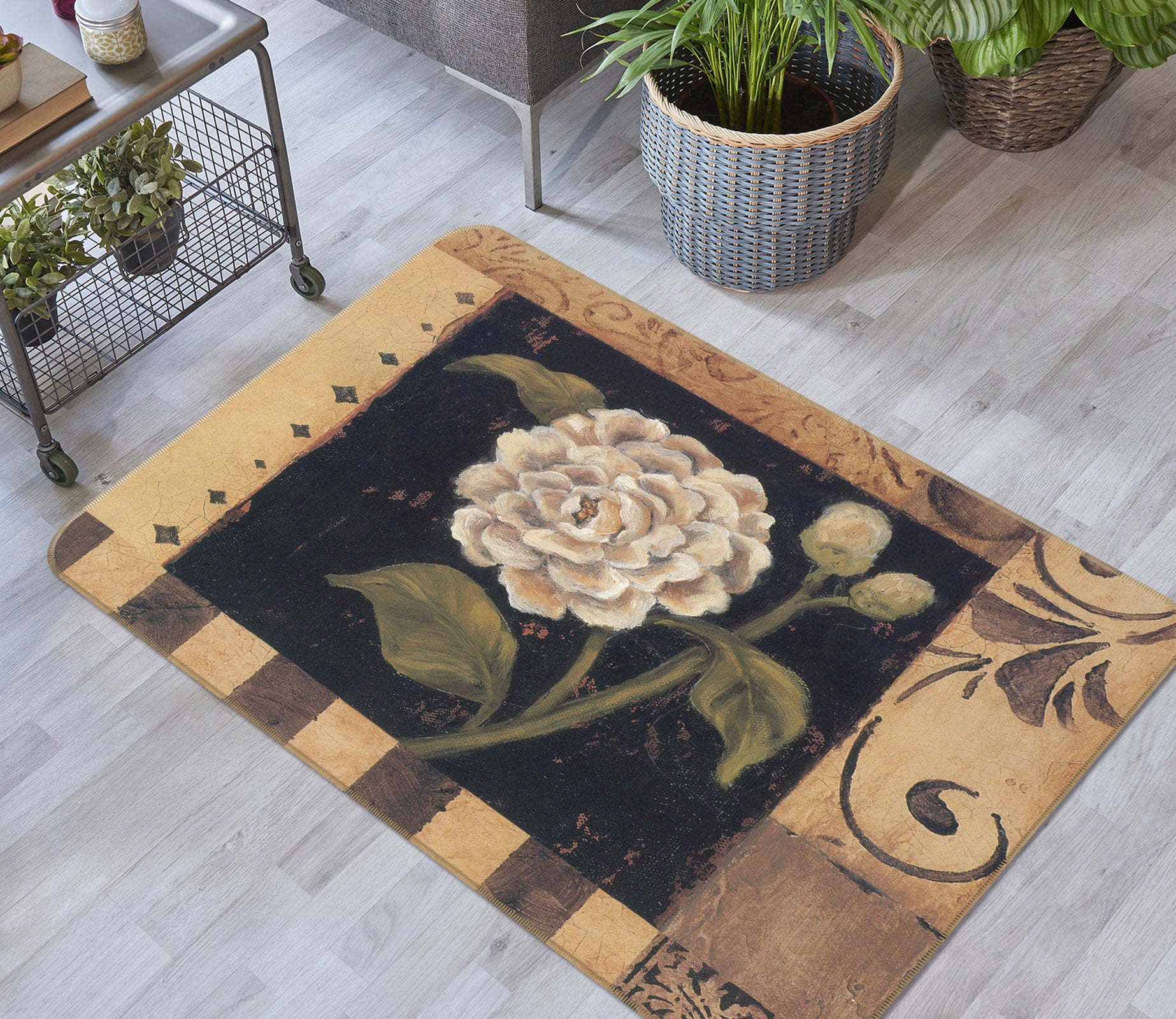 3D Flowers 32079 Non Slip Rug Mat