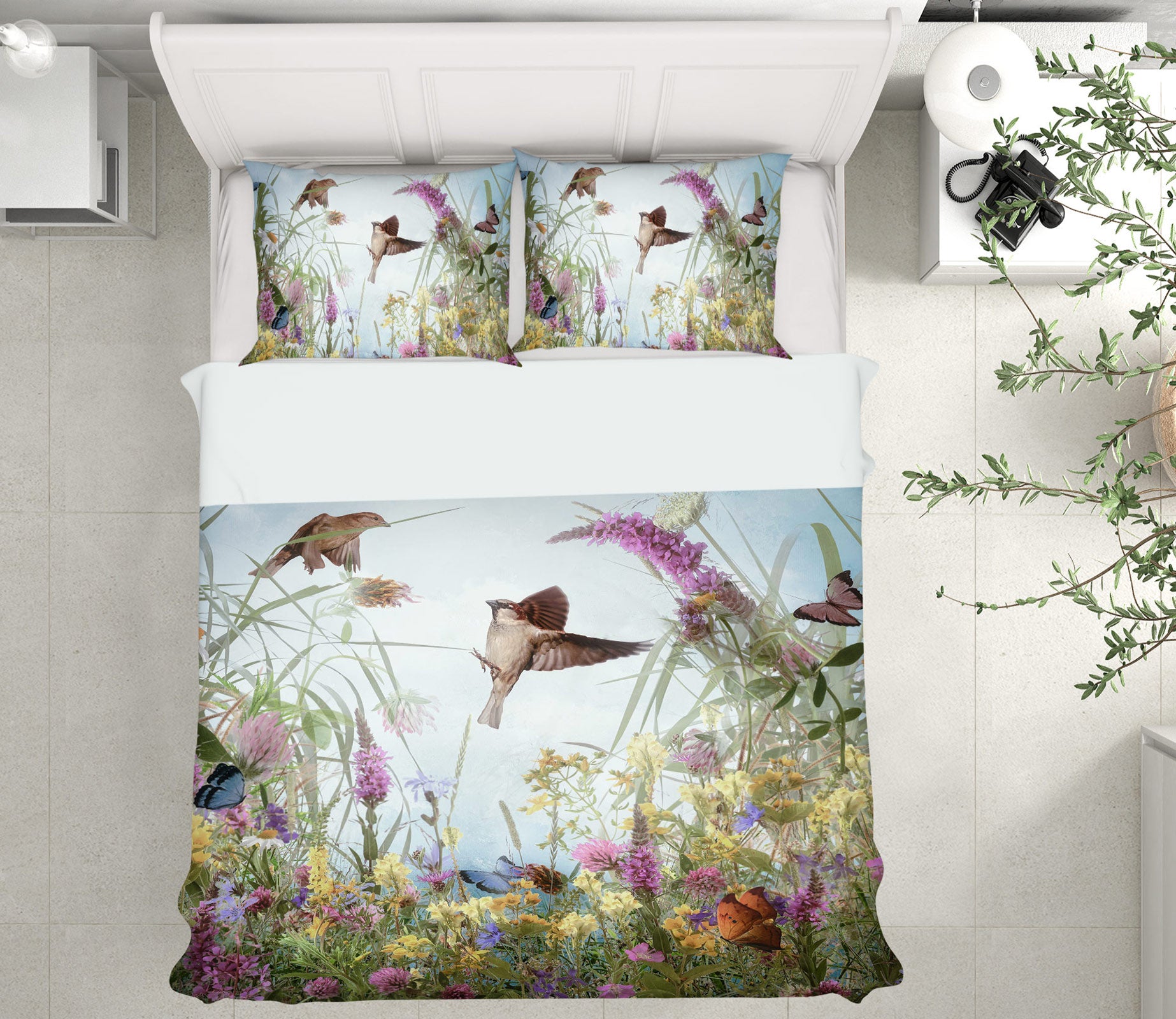 3D Bird Flower Bush 8523 Beth Sheridan Bedding Bed Pillowcases Quilt