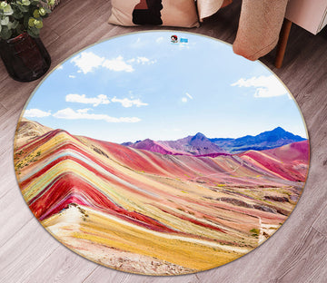 3D Mountains 75073 Round Non Slip Rug Mat