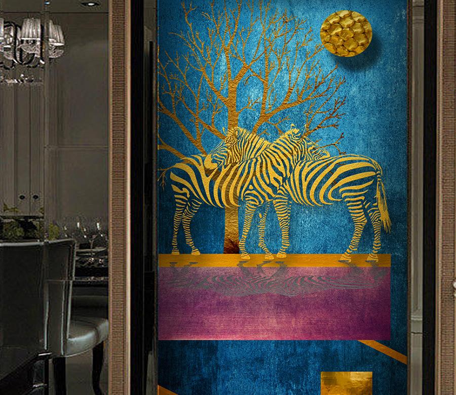 3D VGolden Zebra 861 Wall Murals Wallpaper AJ Wallpaper 2 