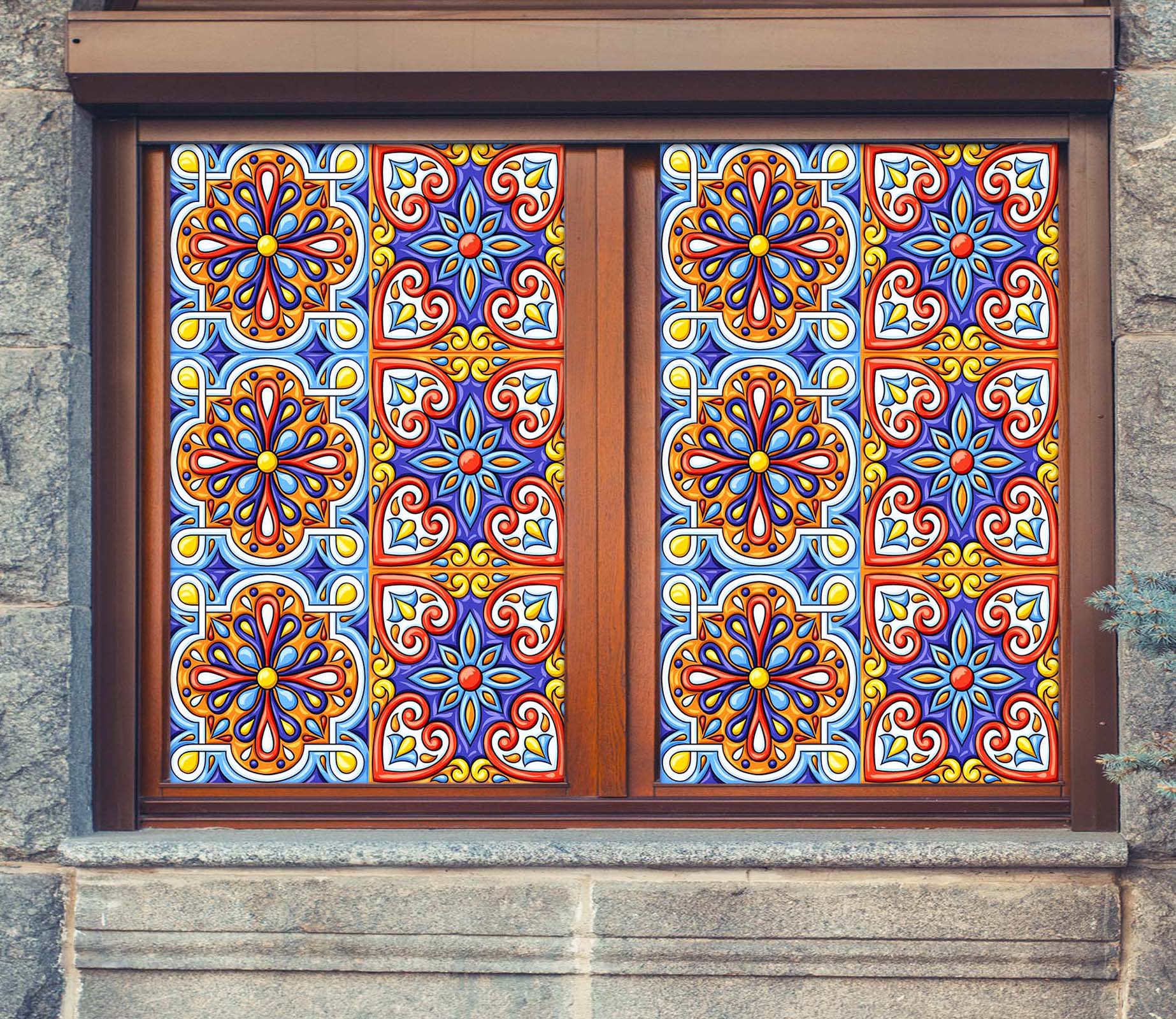 3D Lace Flower 100 Window Film Print Sticker Cling Stained Glass UV Block