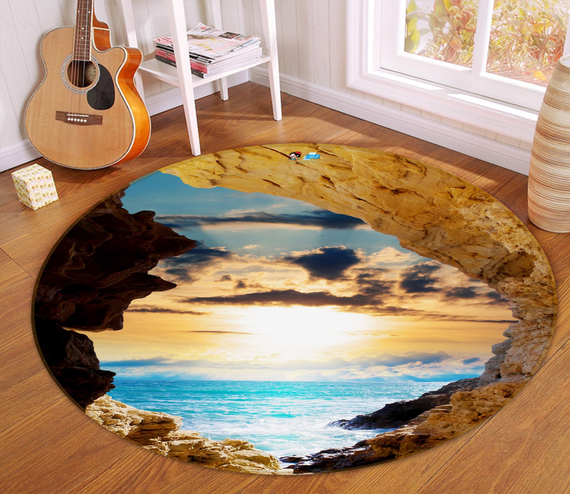 3D The Sea And The Sky 69150 Round Non Slip Rug Mat